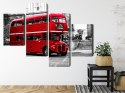 Obraz Wieloczęściowy Autobus Piętrowy W Londynie Canvas Naturalny 160x100 LBS-2191-NC160-100_2X40-100_2X40-60