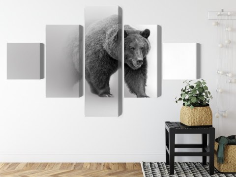 Obraz Wieloczęściowy Niedźwiedź We Mgle 3D Canvas 200x120 LBS-4687-C200-120_1X40-120_2X40-80_2X40-40