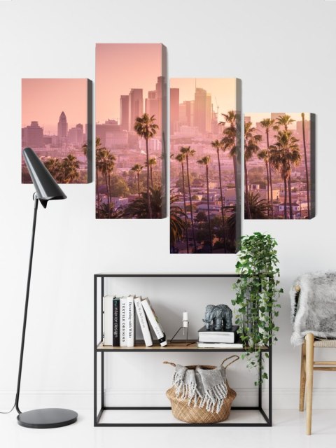Obraz Wieloczęściowy Centrum Los Angeles O Zachodzie Słońca Canvas 240x150 LBS-2902-C240-150_2X60-150_2X60-90