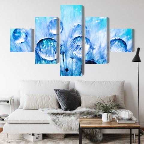 Obraz Wieloczęściowy Krople Rosy Na Nasionach Mniszka Lekarskiego W Skali Makro Canvas 200x120 LBS-3707-C200-120_1X40-120_2X40-