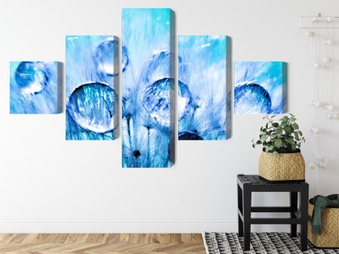 Obraz Wieloczęściowy Krople Rosy Na Nasionach Mniszka Lekarskiego W Skali Makro Canvas 200x120 LBS-3707-C200-120_1X40-120_2X40-