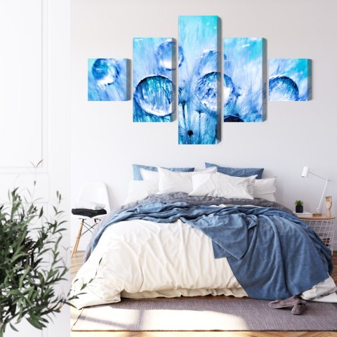 Obraz Wieloczęściowy Krople Rosy Na Nasionach Mniszka Lekarskiego W Skali Makro Canvas Naturalny 150x90 LBS-3707-NC150-90_1X30-