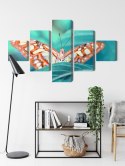 Obraz Wieloczęściowy Motyl Na Liściu W Skali Makro Canvas 150x90 LBS-3942-C150-90_1X30-90_2X30-60_2X30-30