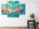 Obraz Wieloczęściowy Motyl Na Liściu W Skali Makro Canvas Naturalny 160x120 LBS-3940-NC160-120_2X40-120_2X40-80