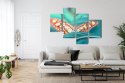 Obraz Wieloczęściowy Motyl Na Liściu W Skali Makro Canvas Naturalny 240x150 LBS-3941-NC240-150_2X60-150_2X60-90
