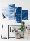 Obraz Wieloczęściowy Niebieski Słonecznik W Skali Makro Canvas 160x100 LBS-3911-C160-100_2X40-100_2X40-60