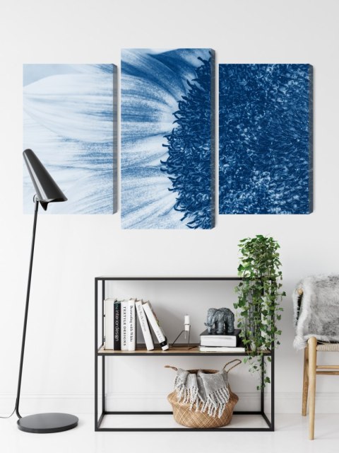 Obraz Wieloczęściowy Niebieski Słonecznik W Skali Makro Canvas 180x120 LBS-3909-C180-120_1X60-120_2X60-90