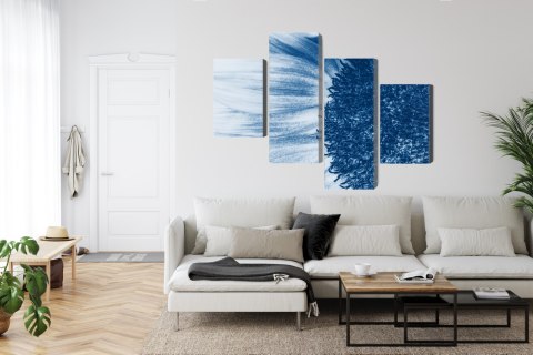 Obraz Wieloczęściowy Niebieski Słonecznik W Skali Makro Canvas Naturalny 160x100 LBS-3911-NC160-100_2X40-100_2X40-60