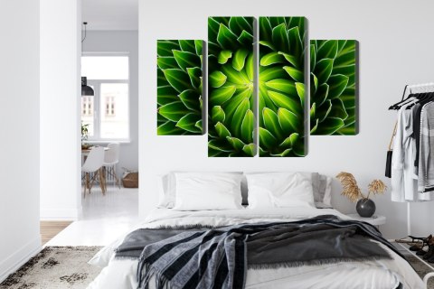 Obraz Wieloczęściowy Zielona Roślina W Skali Makro Canvas Naturalny 120x90 LBS-3710-NC120-90_2X30-90_2X30-60