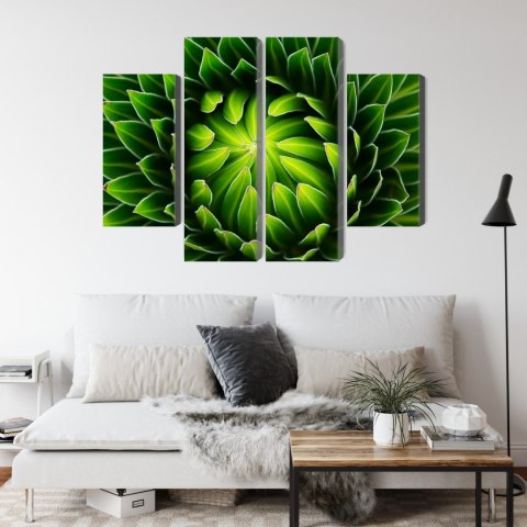 Obraz Wieloczęściowy Zielona Roślina W Skali Makro Canvas Naturalny 160x120 LBS-3710-NC160-120_2X40-120_2X40-80