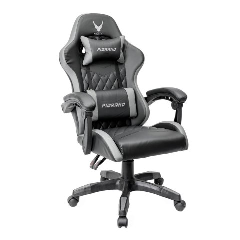 VARR FIORANO GAMING CHAIR 2 PILLOWS BACK RECLINE FOTEL GAMINGOWY 2 PODUSZKI ODCHYLANE OPARCIE GREY + BLACK [45841]
