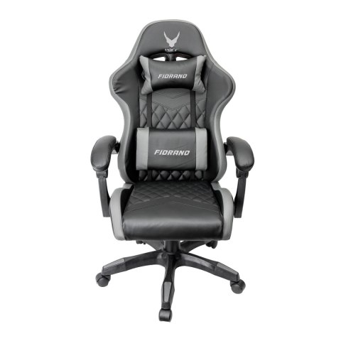VARR FIORANO GAMING CHAIR 2 PILLOWS BACK RECLINE FOTEL GAMINGOWY 2 PODUSZKI ODCHYLANE OPARCIE GREY + BLACK [45841]