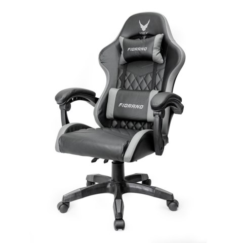 VARR FIORANO GAMING CHAIR 2 PILLOWS BACK RECLINE FOTEL GAMINGOWY 2 PODUSZKI ODCHYLANE OPARCIE GREY + BLACK [45841]