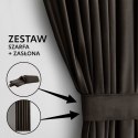 Zasłona VELVET  brązowy   velvet 140x270 ameliahome - CURT/AH/VELVET/PLEAT/D.BROWN/140X270/1PC