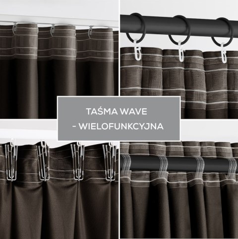 Zasłona VELVET  brązowy   velvet 140x270 ameliahome - CURT/AH/VELVET/PLEAT/D.BROWN/140X270/1PC