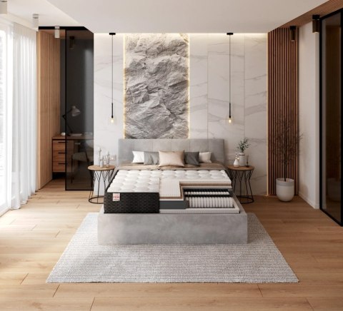 Gruby Materac multipocketowy H3H4 BRAVO MAX Cashmere Border Cosido 90x200x30