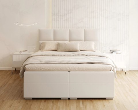 Łóżko kontynentalne PORTLAND podnoszony stelaż, 2 pojemniki na pościel - 160x200 - PARIS - White