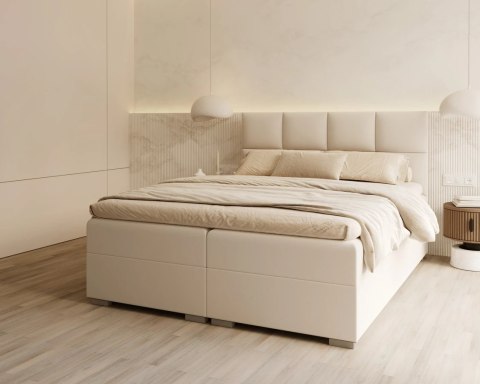 Łóżko kontynentalne PORTLAND podnoszony stelaż, 2 pojemniki na pościel - 160x200 - PARIS - White