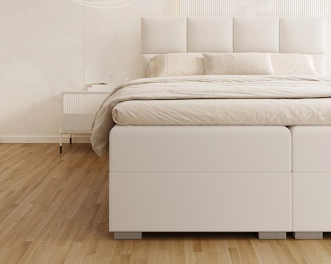 Łóżko kontynentalne PORTLAND podnoszony stelaż, 2 pojemniki na pościel - 160x200 - PARIS - White