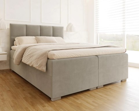 Łóżko kontynentalne PORTLAND podnoszony stelaż, 2 pojemniki na pościel - 160x200 - PARIS - White