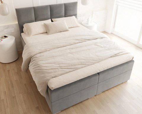 Łóżko kontynentalne PORTLAND podnoszony stelaż, 2 pojemniki na pościel - 160x200 - PARIS - White