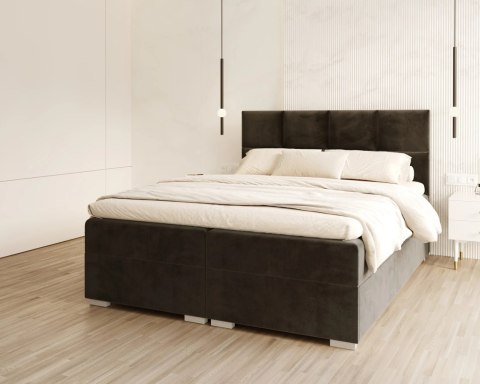 Łóżko kontynentalne PORTLAND podnoszony stelaż, 2 pojemniki na pościel - 160x200 - PARIS - White