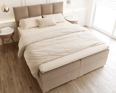 Łóżko kontynentalne PORTLAND podnoszony stelaż, 2 pojemniki na pościel - 160x200 - PARIS - White