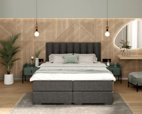 Łóżko kontynentalne LINCOLN materace, 2 pojemniki na pościel - 140x200 - PARIS - Cream