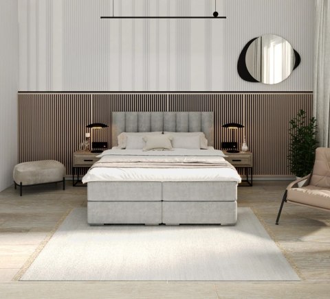 Łóżko kontynentalne LINCOLN materace, 2 pojemniki na pościel - 160x200 - TRINITY - Grafitowy