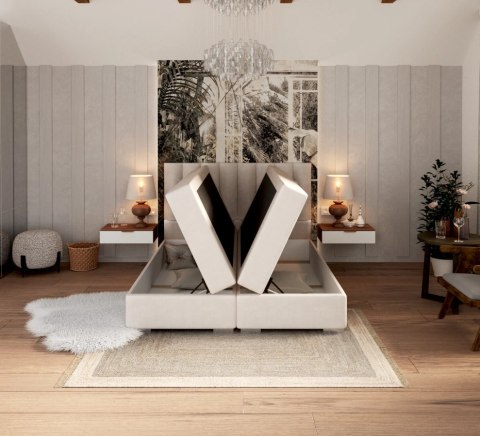 Łóżko kontynentalne LINCOLN materace, 2 pojemniki na pościel - 160x200 - TRINITY - Grafitowy