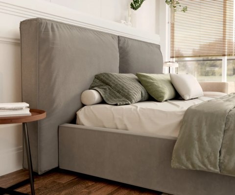 Łóżko tapicerowane BRISTOL z pojemnikiem i stelażem podnoszonym  180x200  SZTRUKS  Beż