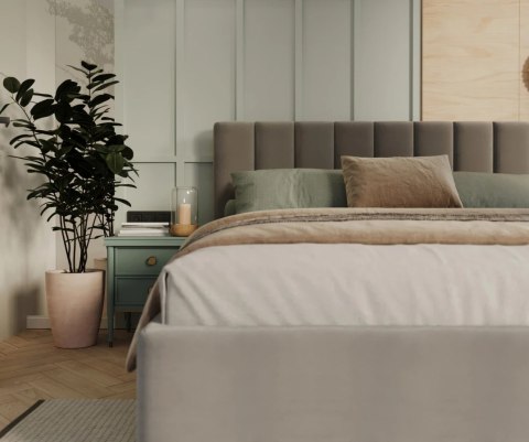 Łóżko tapicerowane JUSTIN stelaż podnoszony metalowy 180x200 PARIS Black