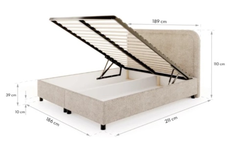 Łóżko tapicerowane BALETTO stelaż podnoszony180x200 CLEO Beżowy