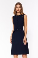 Sukienka Granatowa elegancka sukienka bez rękawów S263 Navy - Nife Nife