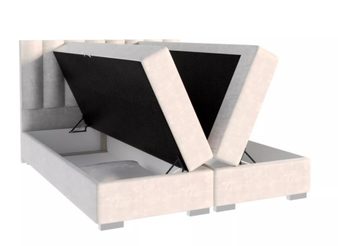 Łóżko kontynentalne LINCOLN materace, 2 pojemniki na pościel - 140x200 - PARIS - Cream