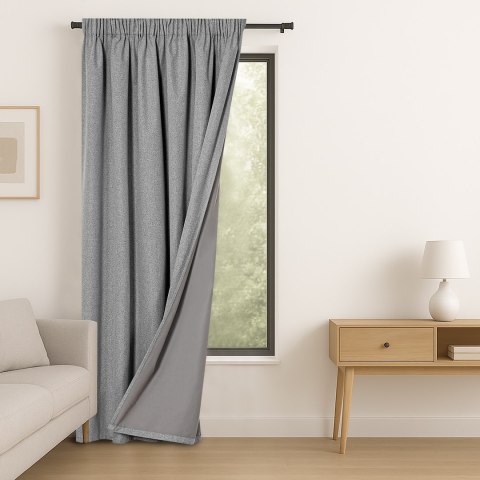 RESTILO zasłona CORITA kolor stalowy taśma materiał blackout, len 140x250 - CURT/RES/BLACKOUTLINEN/CORITA/PLEAT/DARKGREY/140X250