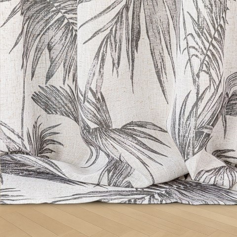 RESTILO zasłona PALMERA kolor beżowy przelotki srebrne materiał len, mikrofibra 135x250 - CURT/RES/LINEN/PALMERA/EYELETS/BEIGE/1
