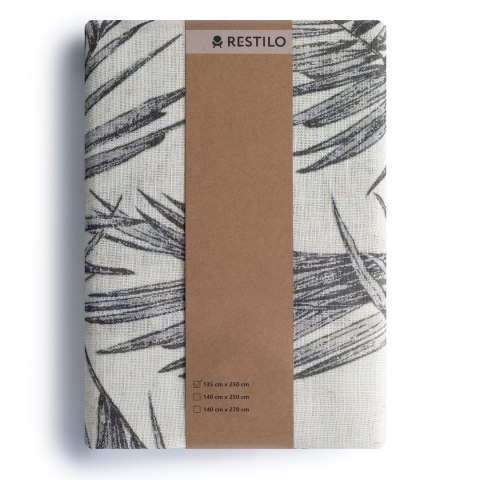 RESTILO zasłona PALMERA kolor beżowy przelotki srebrne materiał len, mikrofibra 135x250 - CURT/RES/LINEN/PALMERA/EYELETS/BEIGE/1