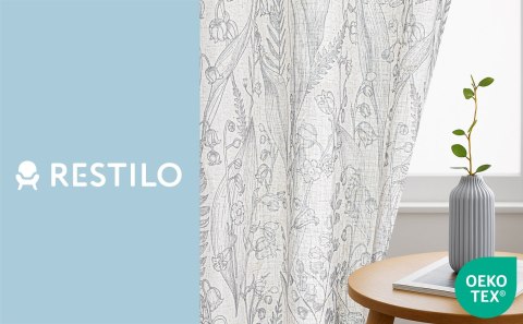 RESTILO zasłona SELVETIA kolor szary przelotki srebrne materiał len, mikrofibra 135x250 - CURT/RES/LINEN/SELVETIA/EYELETS/GREY/1