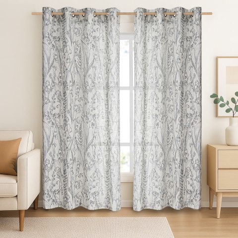 RESTILO zasłona SELVETIA kolor szary przelotki srebrne materiał len, mikrofibra 135x250 - CURT/RES/LINEN/SELVETIA/EYELETS/GREY/1