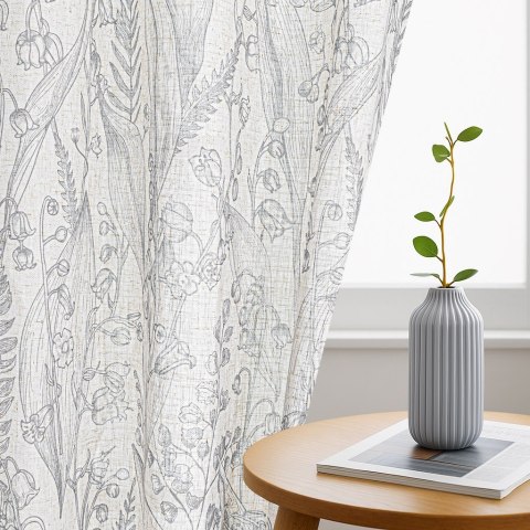 RESTILO zasłona SELVETIA kolor szary przelotki srebrne materiał len, mikrofibra 135x250 - CURT/RES/LINEN/SELVETIA/EYELETS/GREY/1