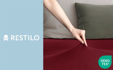 Prześcieradło AMBER kolor bordowy styl klasyczny materiał jersey 80-90x200 DecoKing - FITTED/AMBER/MARO/80-90x200+30