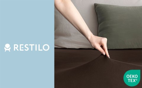 Prześcieradło AMBER kolor ciemny brąz jersey 100-120x200x30