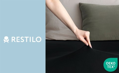 Prześcieradło AMBER kolor czarny  materiał jersey 180-200x200 wys. 30cm - FITTED/AMBER/BLA/180-200x200+30