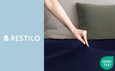 Prześcieradło AMBER kolor granatowy styl klasyczny jersey 180-200x200x30