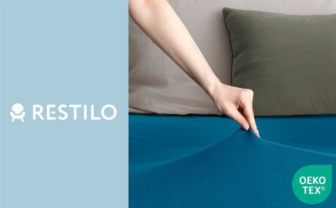 Prześcieradło AMBER kolor niebieski styl klasyczny jersey 200-220x200x30