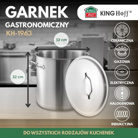 GARNEK GASTRONOMICZNY Z POKRYWĄ STALOWĄ 25L KINGHOFF KH-1963