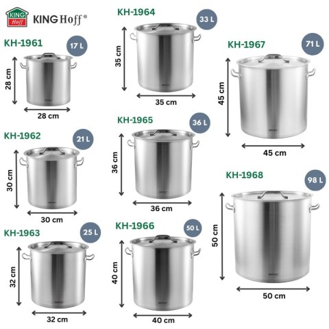 GARNEK GASTRONOMICZNY Z POKRYWĄ STALOWĄ 25L KINGHOFF KH-1963