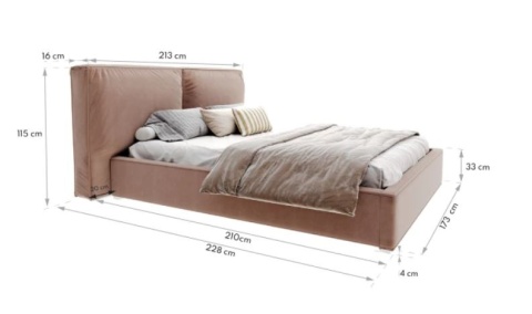 Łóżko tapicerowane BRISTOL z pojemnikiem i stelażem podnoszonym  160x200  PARIS  Dark Blue