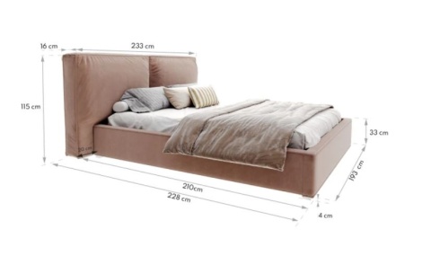 Łóżko tapicerowane BRISTOL z pojemnikiem i stelażem podnoszonym  180x200  SZTRUKS  Pudrowy róż